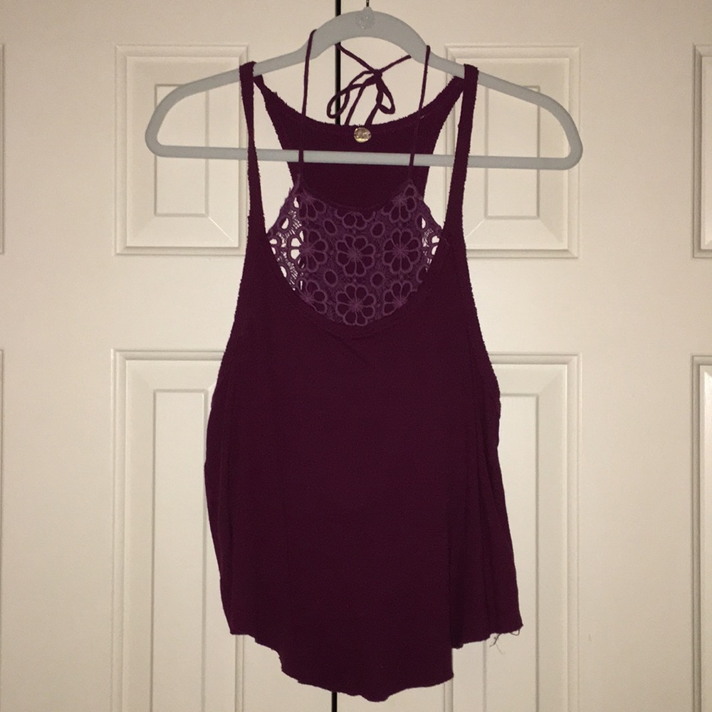 Purple tank with neckline detail